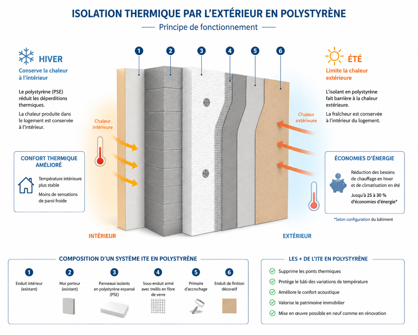 Tout savoir sur l'isolation par l'ext&eacute;rieur des fa&ccedil;ades (ITE) en polystyr&egrave;ne expans&eacute; (PSE)